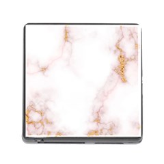 Pink and white Marble texture with gold intrusions Pale Rose Background Memory Card Reader (Square 5 Slot)