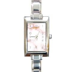 Pink And White Marble Texture With Gold Intrusions Pale Rose Background Rectangle Italian Charm Watch by genx