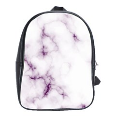 White Marble Violet Purple Veins Accents Texture Printed Floor Background Luxury School Bag (large) by genx