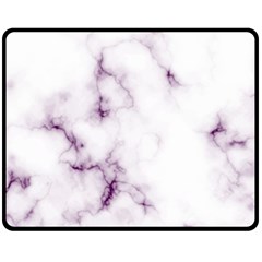 White Marble Violet Purple Veins Accents Texture Printed Floor Background Luxury Fleece Blanket (medium)  by genx