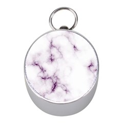 White Marble Violet Purple Veins Accents Texture Printed Floor Background Luxury Mini Silver Compasses by genx