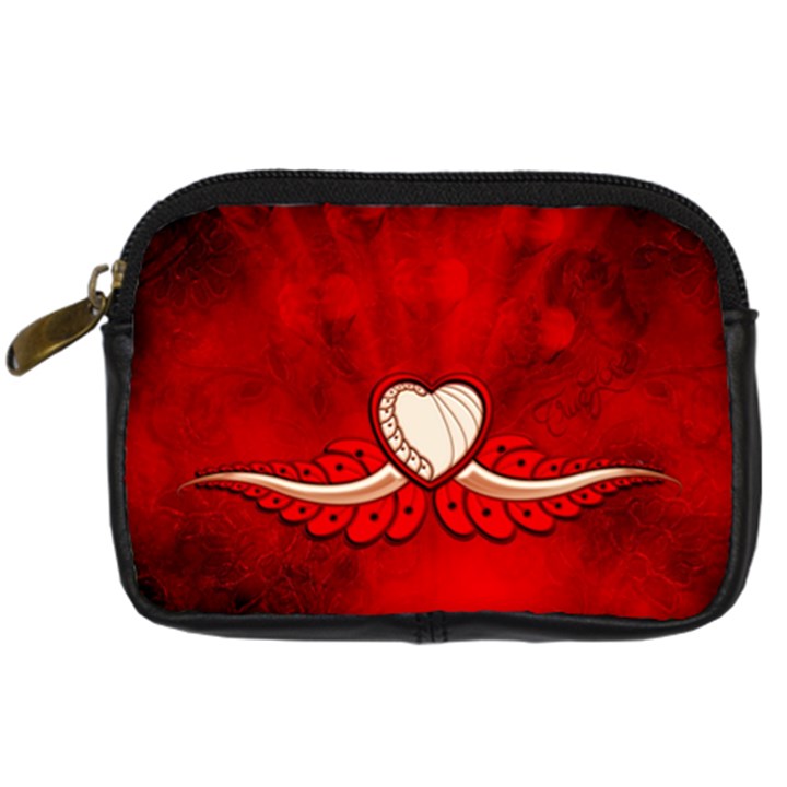 Love, Wonderful Elegant Heart Digital Camera Leather Case