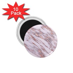 Marble with Metallic Rose Gold intrusions on gray white Stone texture Pastel Pink Background 1.75  Magnets (10 pack) 