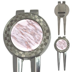 Marble With Metallic Rose Gold Intrusions On Gray White Stone Texture Pastel Pink Background 3-in-1 Golf Divots by genx