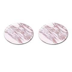 Marble With Metallic Rose Gold Intrusions On Gray White Stone Texture Pastel Pink Background Cufflinks (oval) by genx