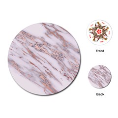 Marble With Metallic Rose Gold Intrusions On Gray White Stone Texture Pastel Pink Background Playing Cards Single Design (round) by genx