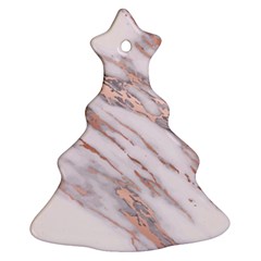 Marble with Metallic Rose Gold intrusions on gray white Stone texture Pastel Pink Background Christmas Tree Ornament (Two Sides)