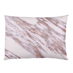 Marble With Metallic Rose Gold Intrusions On Gray White Stone Texture Pastel Pink Background Pillow Case (two Sides) by genx