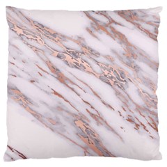 Marble With Metallic Rose Gold Intrusions On Gray White Stone Texture Pastel Pink Background Large Cushion Case (two Sides) by genx