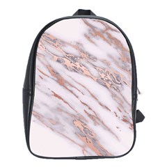 Marble With Metallic Rose Gold Intrusions On Gray White Stone Texture Pastel Pink Background School Bag (xl) by genx