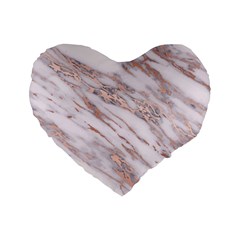 Marble with Metallic Rose Gold intrusions on gray white Stone texture Pastel Pink Background Standard 16  Premium Heart Shape Cushions