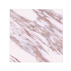 Marble With Metallic Rose Gold Intrusions On Gray White Stone Texture Pastel Pink Background Small Satin Scarf (square) by genx