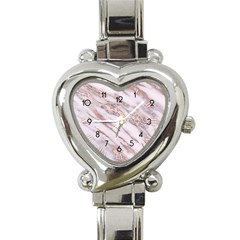 Marble With Metallic Rose Gold Intrusions On Gray White Stone Texture Pastel Pink Background Heart Italian Charm Watch by genx