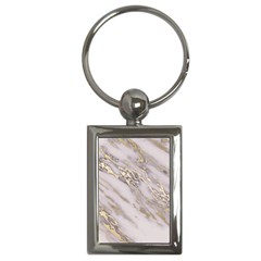 Marble With Metallic Gold Intrusions On Gray White Stone Texture Pastel Rose Pink Background Key Chain (rectangle) by genx