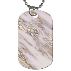 Marble With Metallic Gold Intrusions On Gray White Stone Texture Pastel Rose Pink Background Dog Tag (one Side) by genx