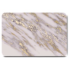 Marble With Metallic Gold Intrusions On Gray White Stone Texture Pastel Rose Pink Background Large Doormat  by genx