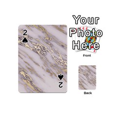 Marble With Metallic Gold Intrusions On Gray White Stone Texture Pastel Rose Pink Background Playing Cards 54 Designs (mini) by genx
