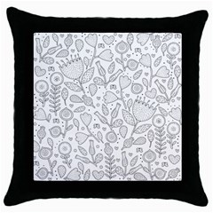 Floral Pattern Throw Pillow Case (black) by Valentinaart