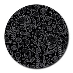 Floral Pattern Round Mousepads by Valentinaart