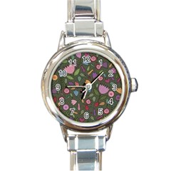 Floral pattern Round Italian Charm Watch
