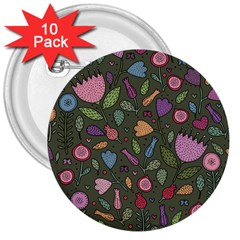 Floral pattern 3  Buttons (10 pack) 