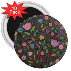 Floral Pattern 3  Magnets (10 Pack) 