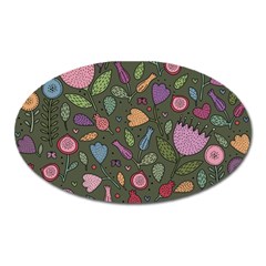 Floral Pattern Oval Magnet by Valentinaart