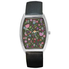 Floral pattern Barrel Style Metal Watch