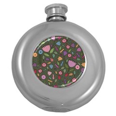 Floral pattern Round Hip Flask (5 oz)