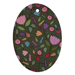 Floral pattern Oval Ornament (Two Sides)