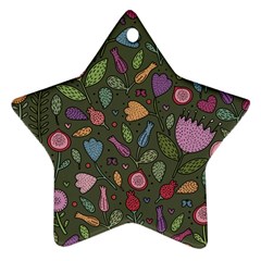 Floral pattern Star Ornament (Two Sides)