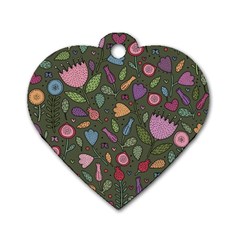 Floral pattern Dog Tag Heart (Two Sides)