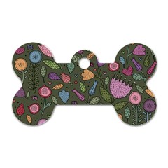 Floral pattern Dog Tag Bone (Two Sides)