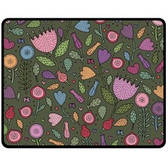 Floral Pattern Fleece Blanket (medium)  by Valentinaart