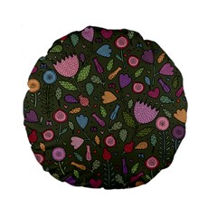 Floral pattern Standard 15  Premium Flano Round Cushions