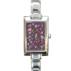 Floral Pattern Rectangle Italian Charm Watch by Valentinaart