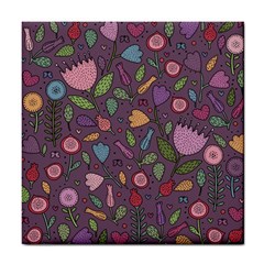 Floral Pattern Tile Coaster by Valentinaart
