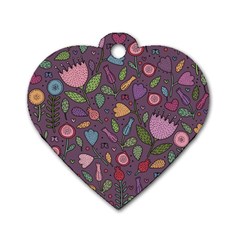 Floral Pattern Dog Tag Heart (two Sides) by Valentinaart