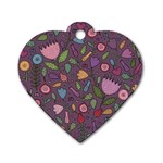 Floral pattern Dog Tag Heart (Two Sides) Front