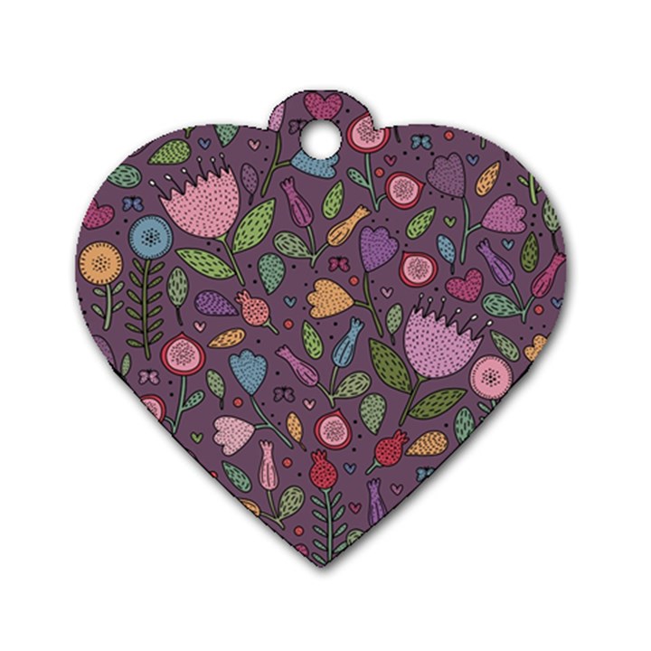 Floral pattern Dog Tag Heart (Two Sides)