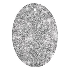 Silver And White Glitters Metallic Finish Party Texture Background Imitation Ornament (oval) by genx