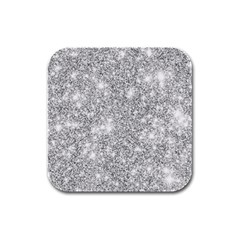 Silver And White Glitters Metallic Finish Party Texture Background Imitation Rubber Square Coaster (4 Pack)  by genx