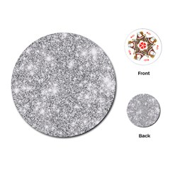 Silver And White Glitters Metallic Finish Party Texture Background Imitation Playing Cards Single Design (round) by genx