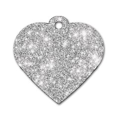 Silver And White Glitters Metallic Finish Party Texture Background Imitation Dog Tag Heart (two Sides) by genx