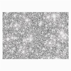 Silver And White Glitters Metallic Finish Party Texture Background Imitation Large Glasses Cloth (2 Sides) by genx