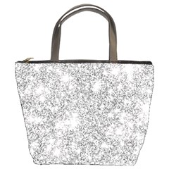Silver And White Glitters Metallic Finish Party Texture Background Imitation Bucket Bag by genx