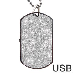 Silver And White Glitters Metallic Finish Party Texture Background Imitation Dog Tag Usb Flash (one Side) by genx