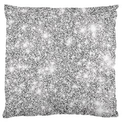 Silver And White Glitters Metallic Finish Party Texture Background Imitation Large Flano Cushion Case (one Side) by genx