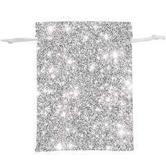 Silver And White Glitters Metallic Finish Party Texture Background Imitation  Lightweight Drawstring Pouch (xl) by genx