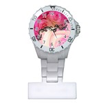 Decorative Elegant Roses Plastic Nurses Watch Front